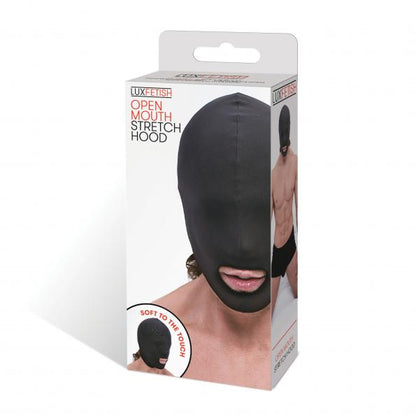 Lux Fetish – Open Mouth Stretch Hood (Full Face Mask) Black – One Size