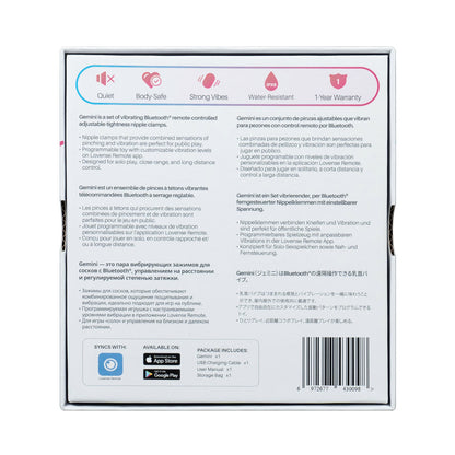 Lovense - Gemini - Bluetooth® Vibrating Nipple Clamps – Pink