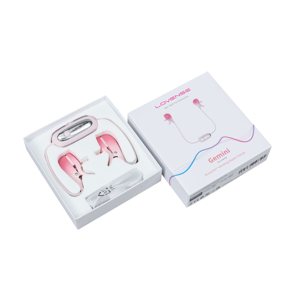 Lovense - Gemini - Bluetooth® Vibrating Nipple Clamps – Pink