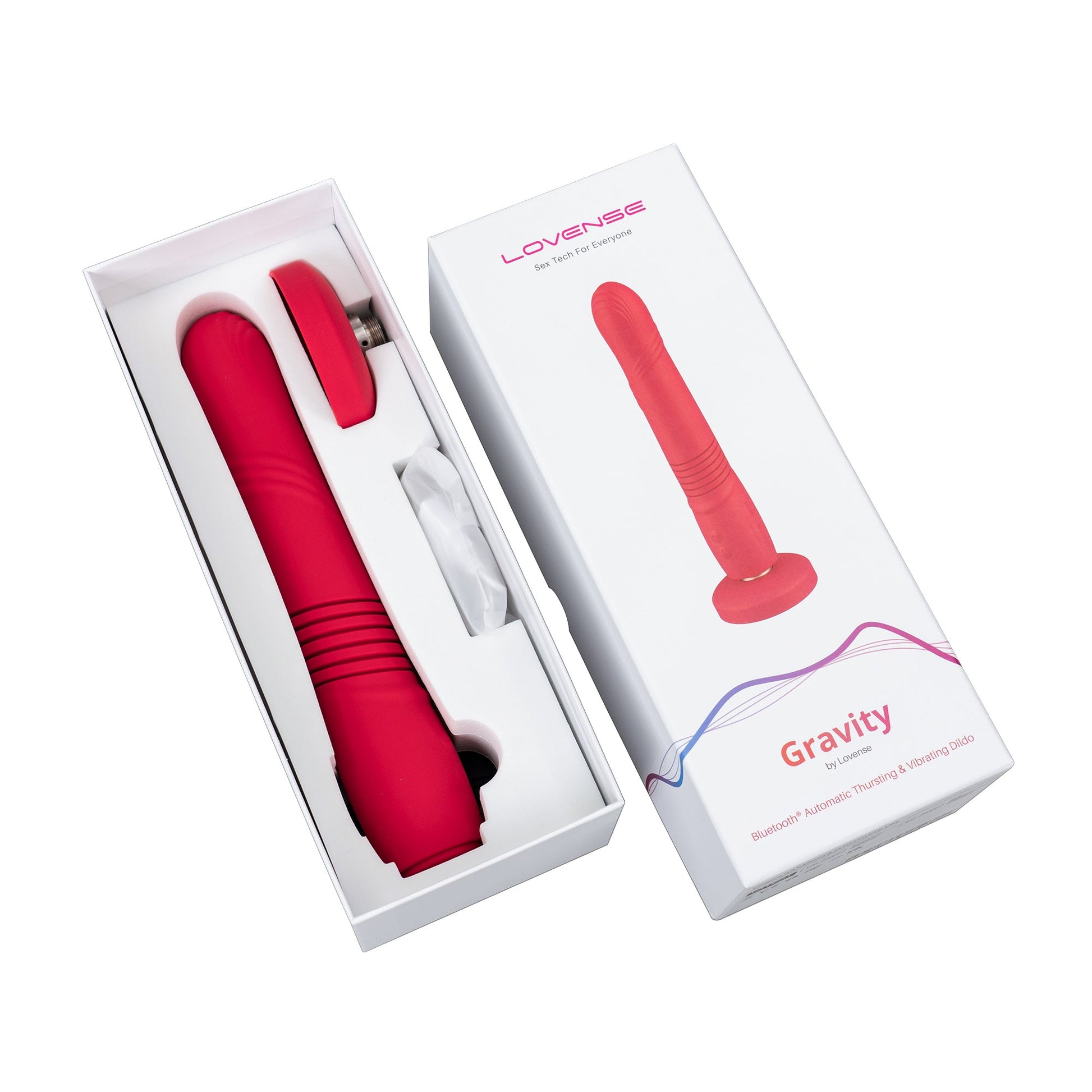 Lovense - Gravity - Bluetooth® Automatic Thrusting & Vibrating Dildo – Red