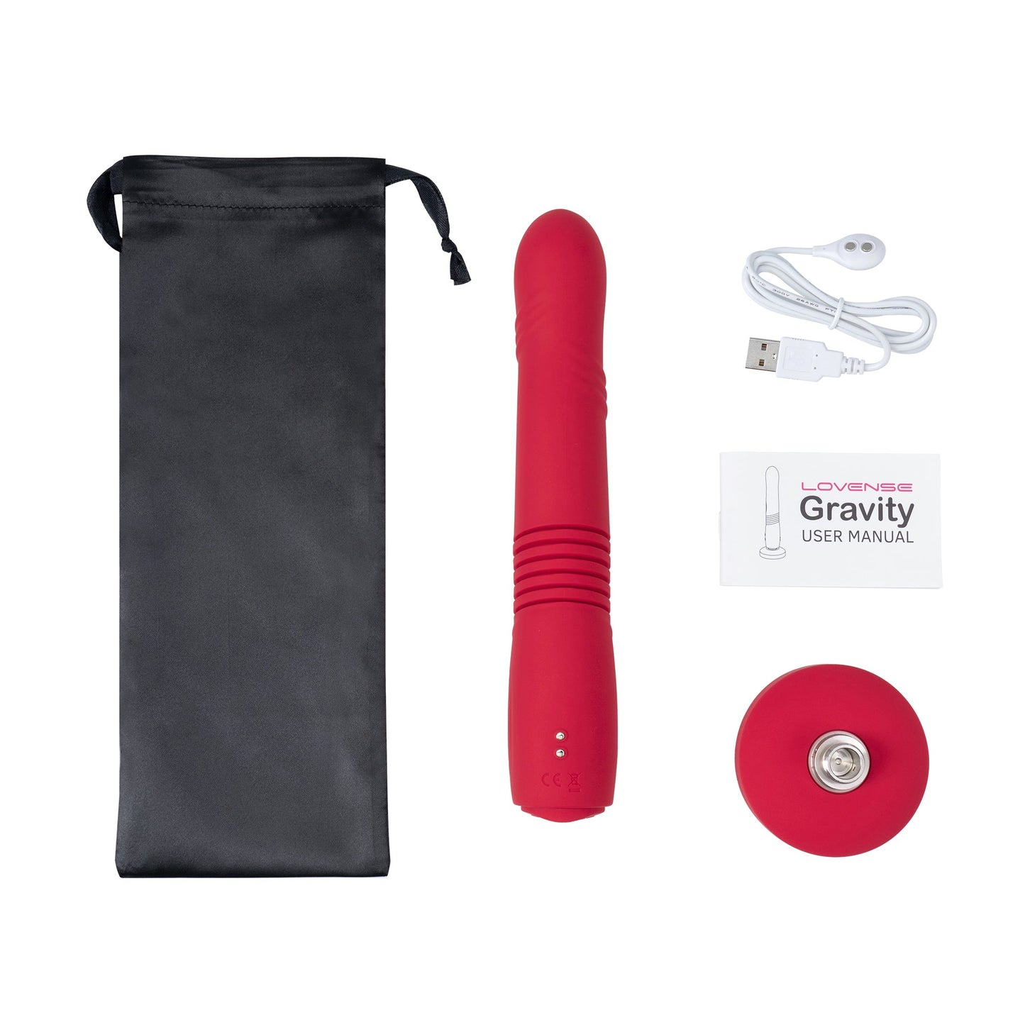 Lovense - Gravity - Bluetooth® Automatic Thrusting & Vibrating Dildo – Red