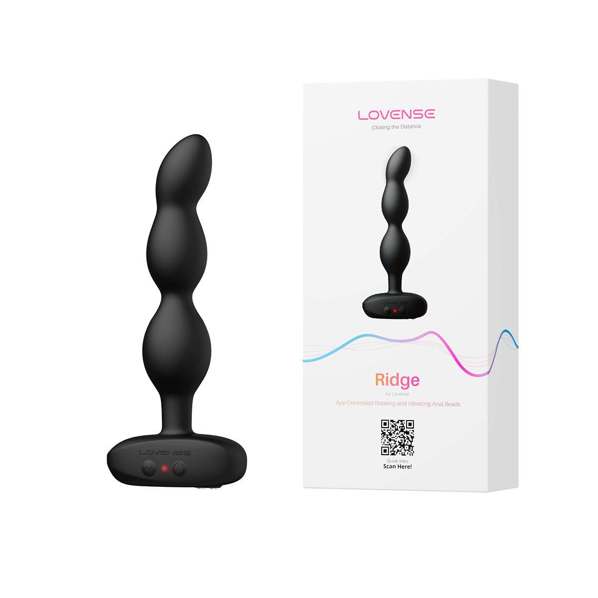 Lovense Ridge Vibrating & Rotating Anal Beads - Black
