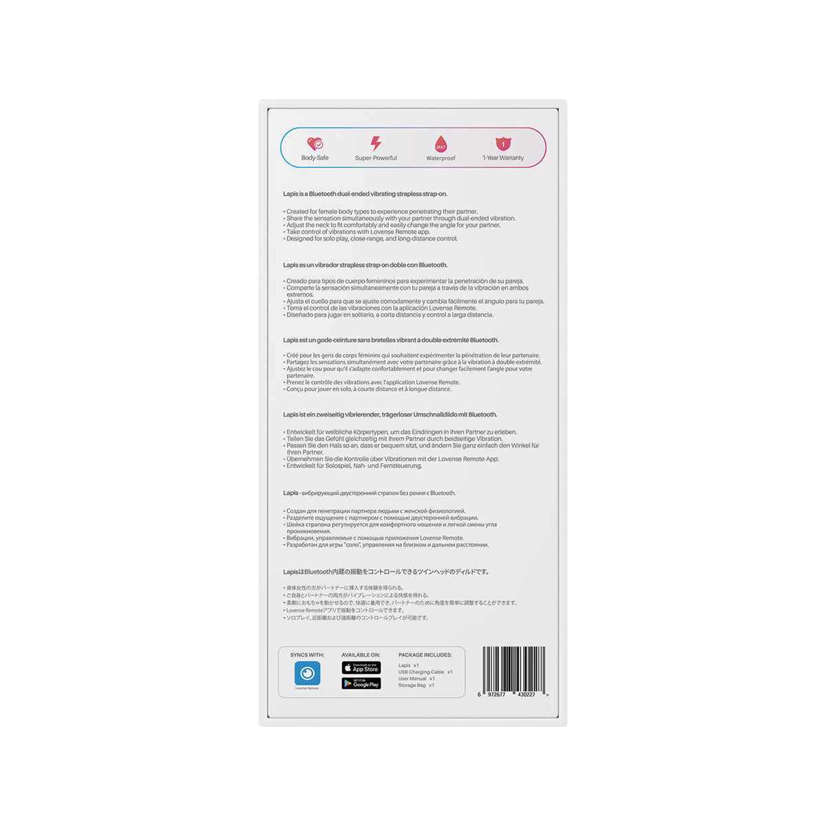 Lovense Lapis Vibe Strapless Strap-On - Pink