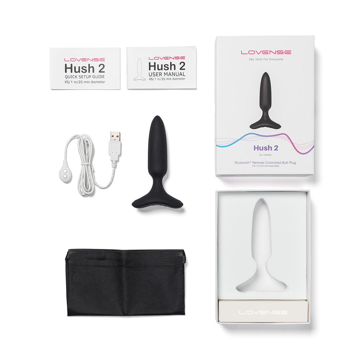 Lovense Hush 2 Vibrating Remote-Controlled Plug – 1” – Black