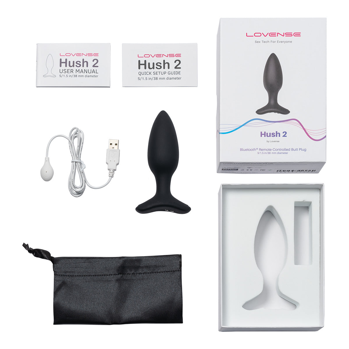 Lovense - Hush 2 - Vibrating Remote-Controlled Butt Plug – 1.5” – Black