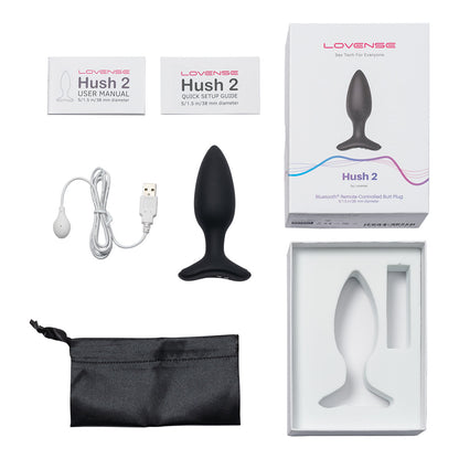 Lovense - Hush 2 - Vibrating Remote-Controlled Butt Plug – 1.5” – Black