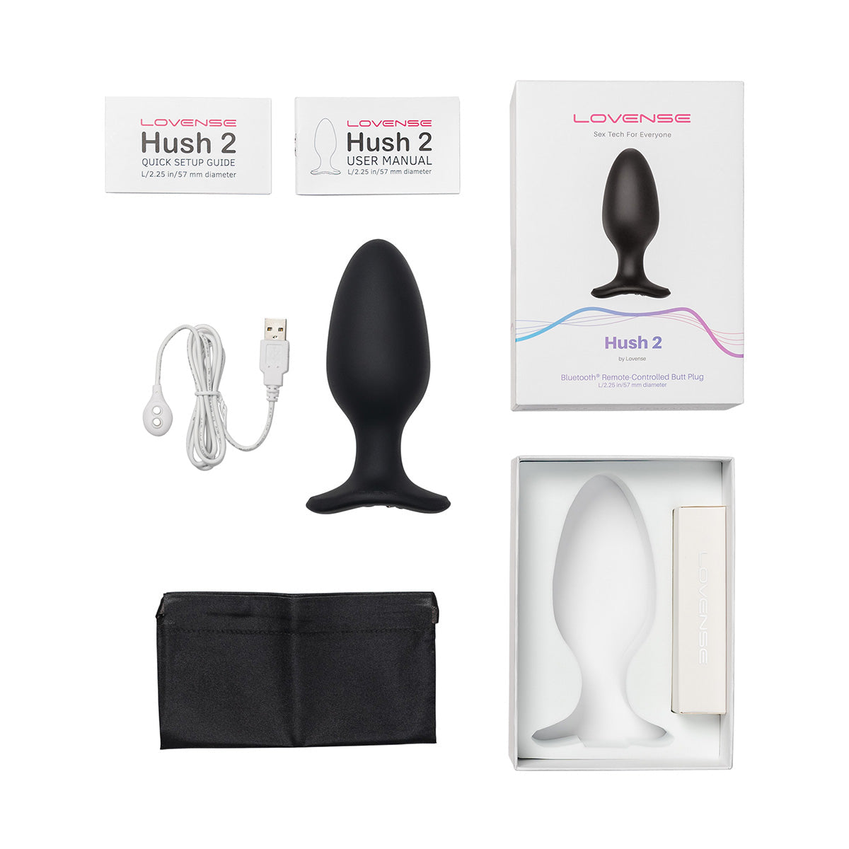 Lovense Hush 2 Vibrating Remote-Controlled Plug – 2.25” – Black