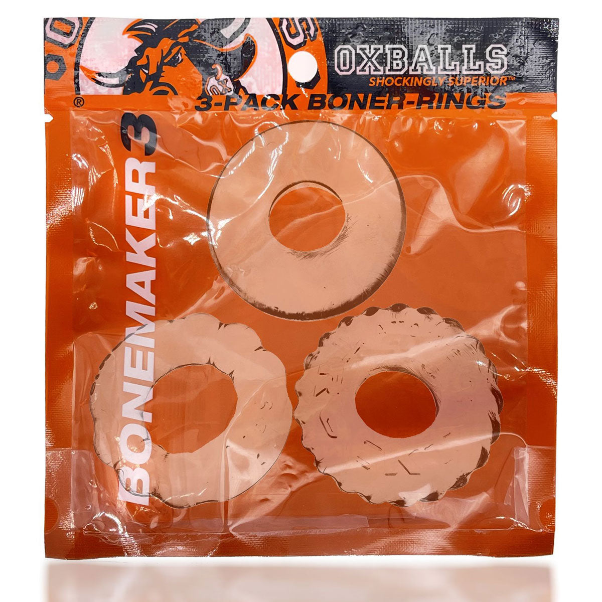 Oxballs Bonemaker - 3-Pack C-Rings - Clear