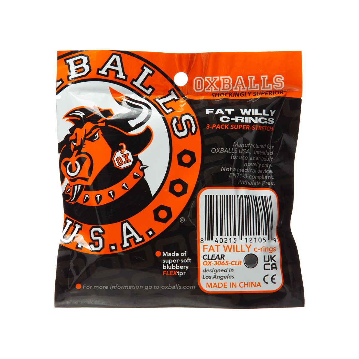 Oxballs Fat Willy 3-Pack Jumbo Cockrings – Clear