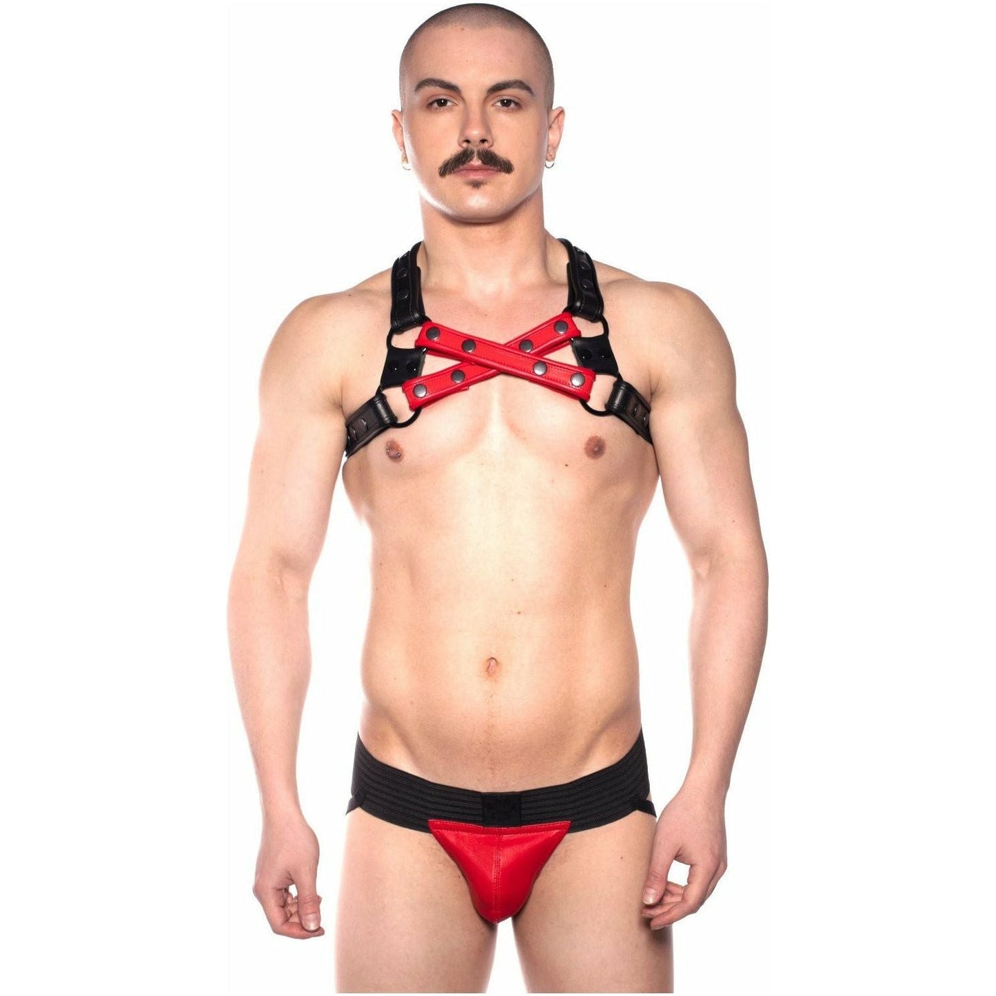 Prowler RED – Leather Pouch Jock – Red - Large