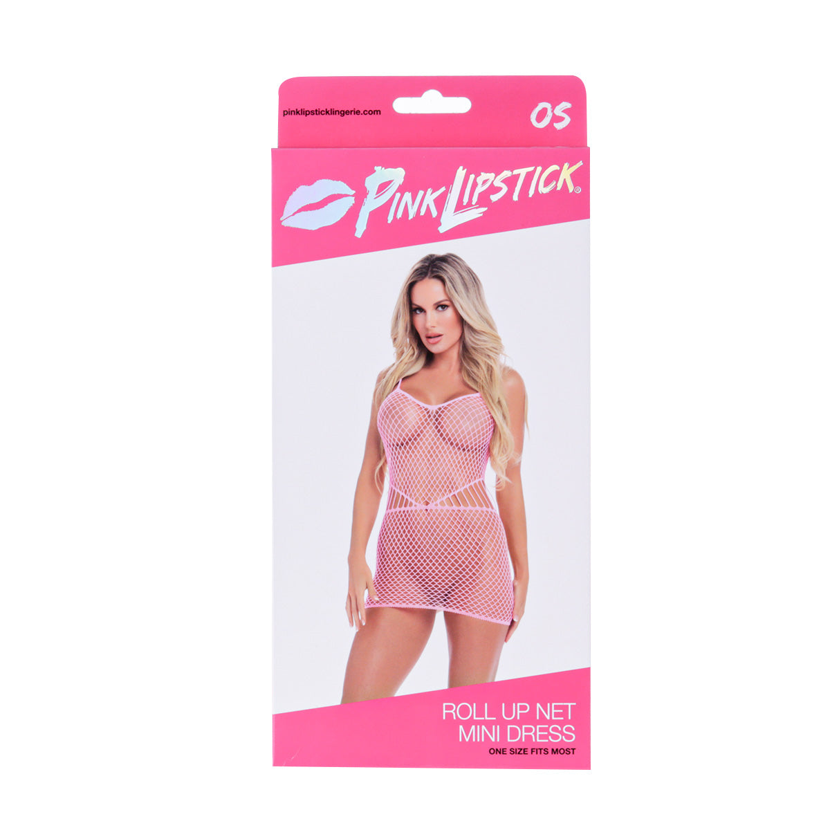 Pink Lipstick Roll Up Net Mini Dress – Pink – One Size