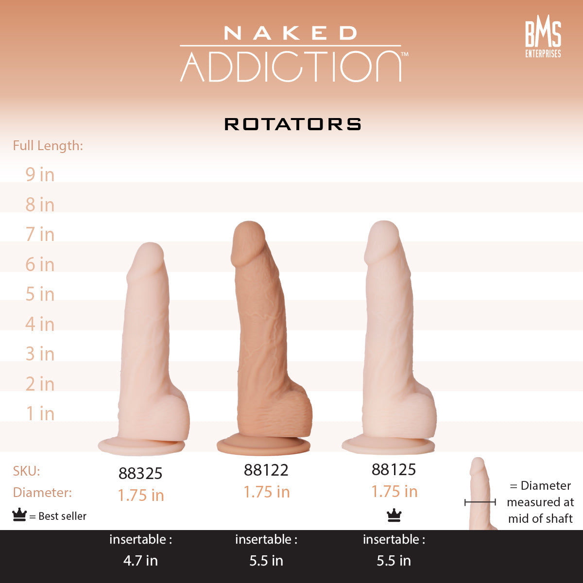 Naked Addiction 7" Rotating & Vibrating Dildo with Remote Control - 88325