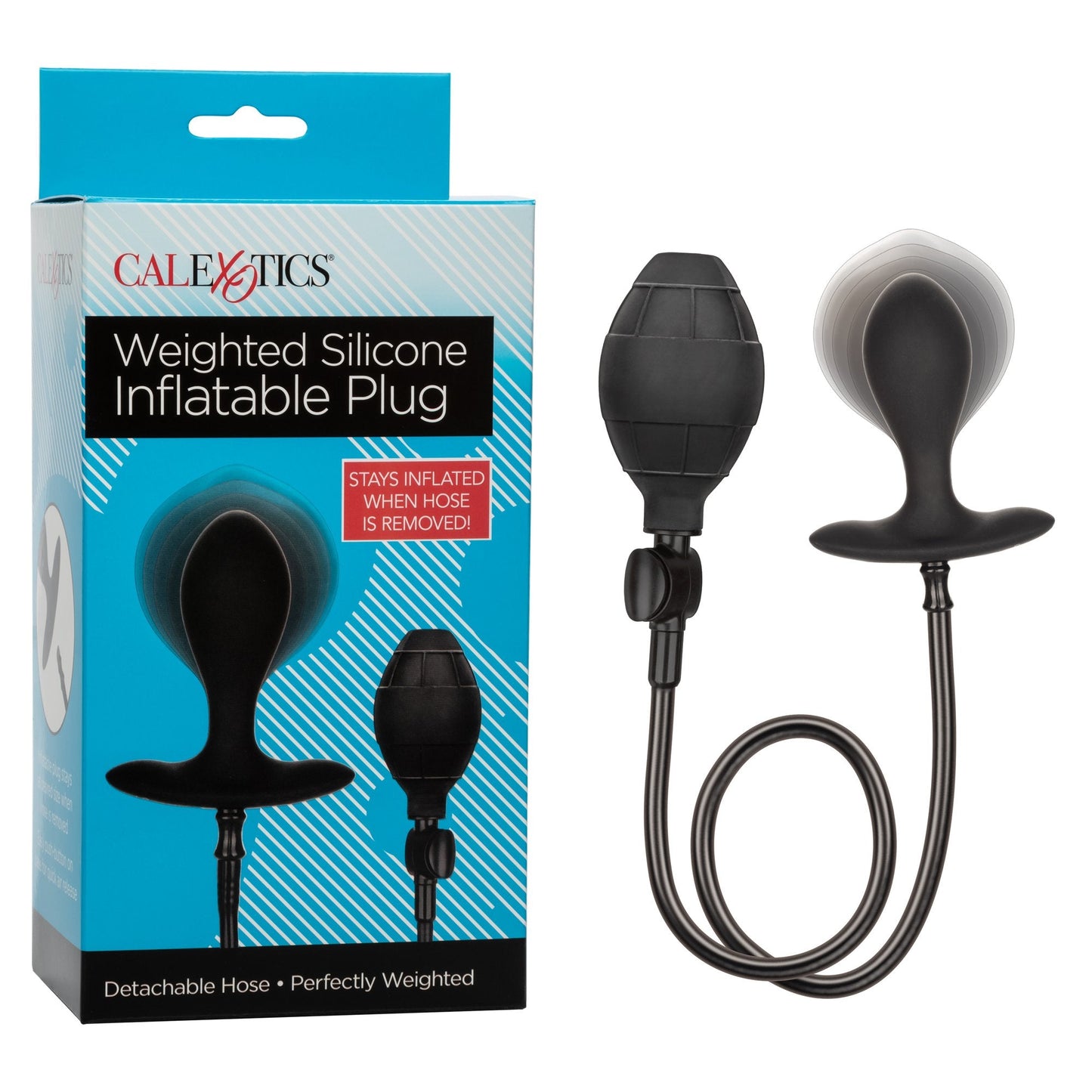 CalExotics® Weighted Silicone Inflatable Plug - Black