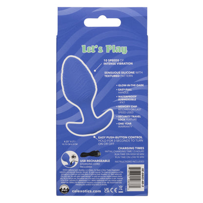 CalExotics® Cheeky Vibrating Glow in The Dark Large Butt Plug - Blue