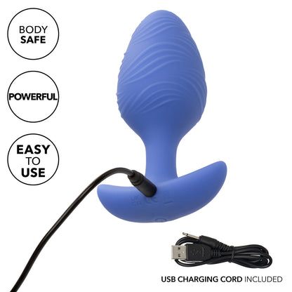 CalExotics® Cheeky Vibrating Glow in The Dark Large Butt Plug - Blue