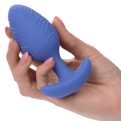 CalExotics® Cheeky Vibrating Glow in The Dark Large Butt Plug - Blue