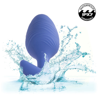 CalExotics® Cheeky Vibrating Glow in The Dark Large Butt Plug - Blue