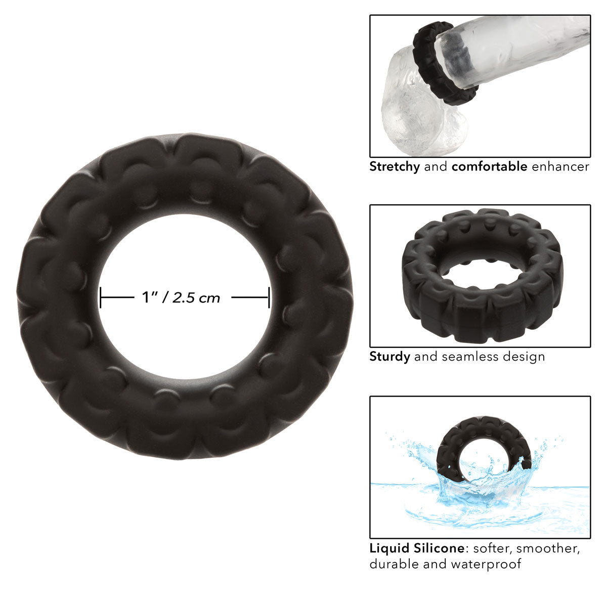 CalExotics® – Alpha Ring – Liquid Silicone Prolong Tread Ring - Black