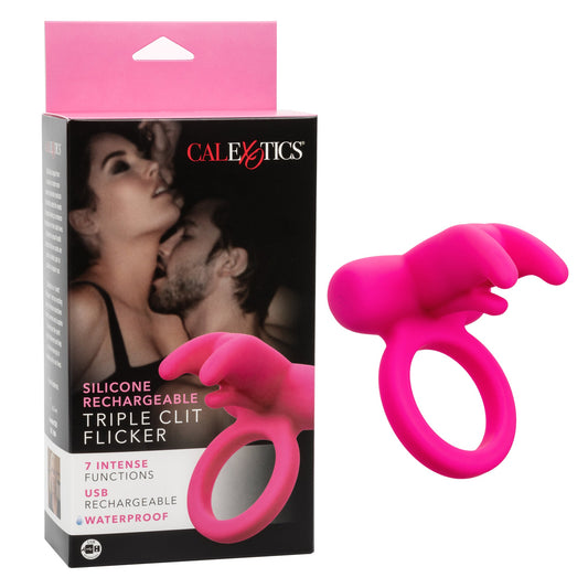 CalExotics® Triple Clit Flicker - Vibrating Cock Ring - Pink