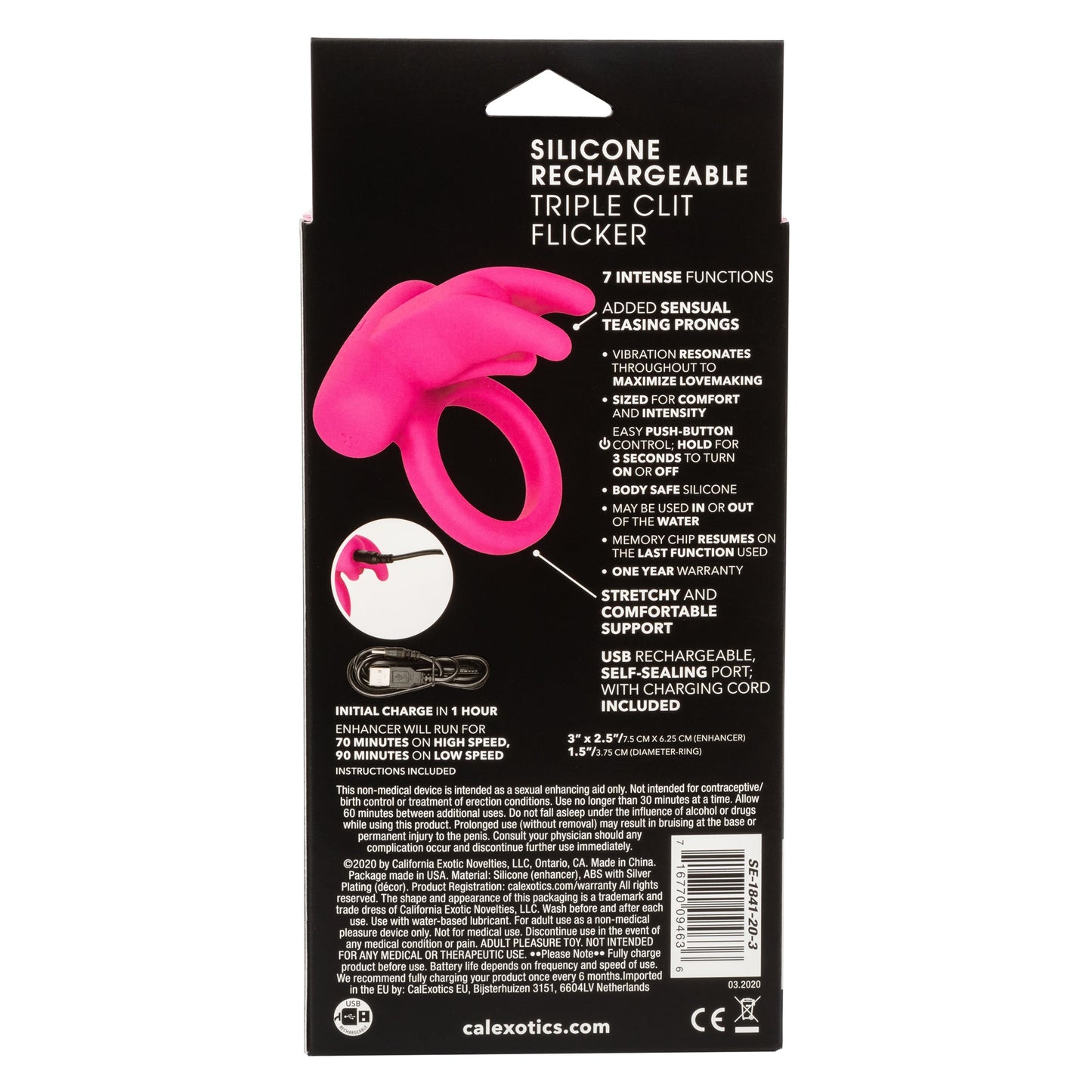 CalExotics® Triple Clit Flicker - Vibrating Cock Ring - Pink