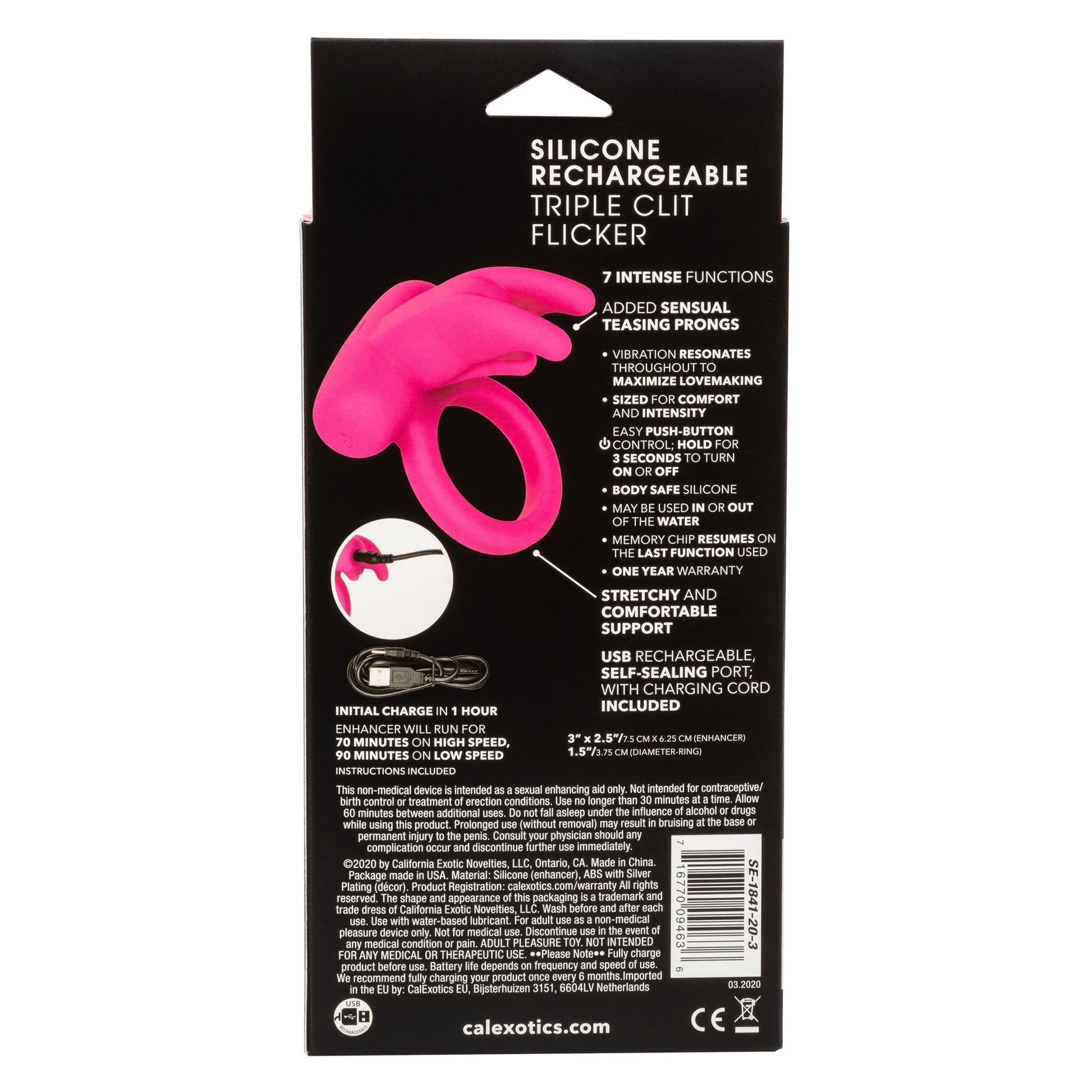 CalExotics® Triple Clit Flicker - Vibrating Cock Ring - Pink