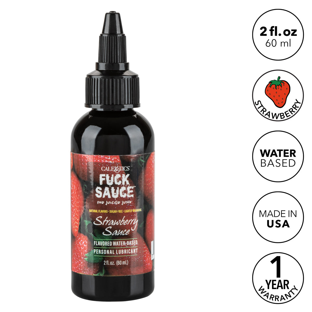 CalExotics® – Fuck Sauce – Water-Based Lubricant – Strawberry - 2oz/60ml