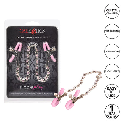 CalExotics® - Nipple Play Crystal Chain Clamps - Pink