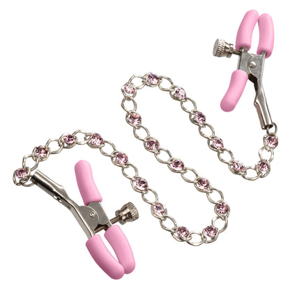 CalExotics® - Nipple Play Crystal Chain Clamps - Pink