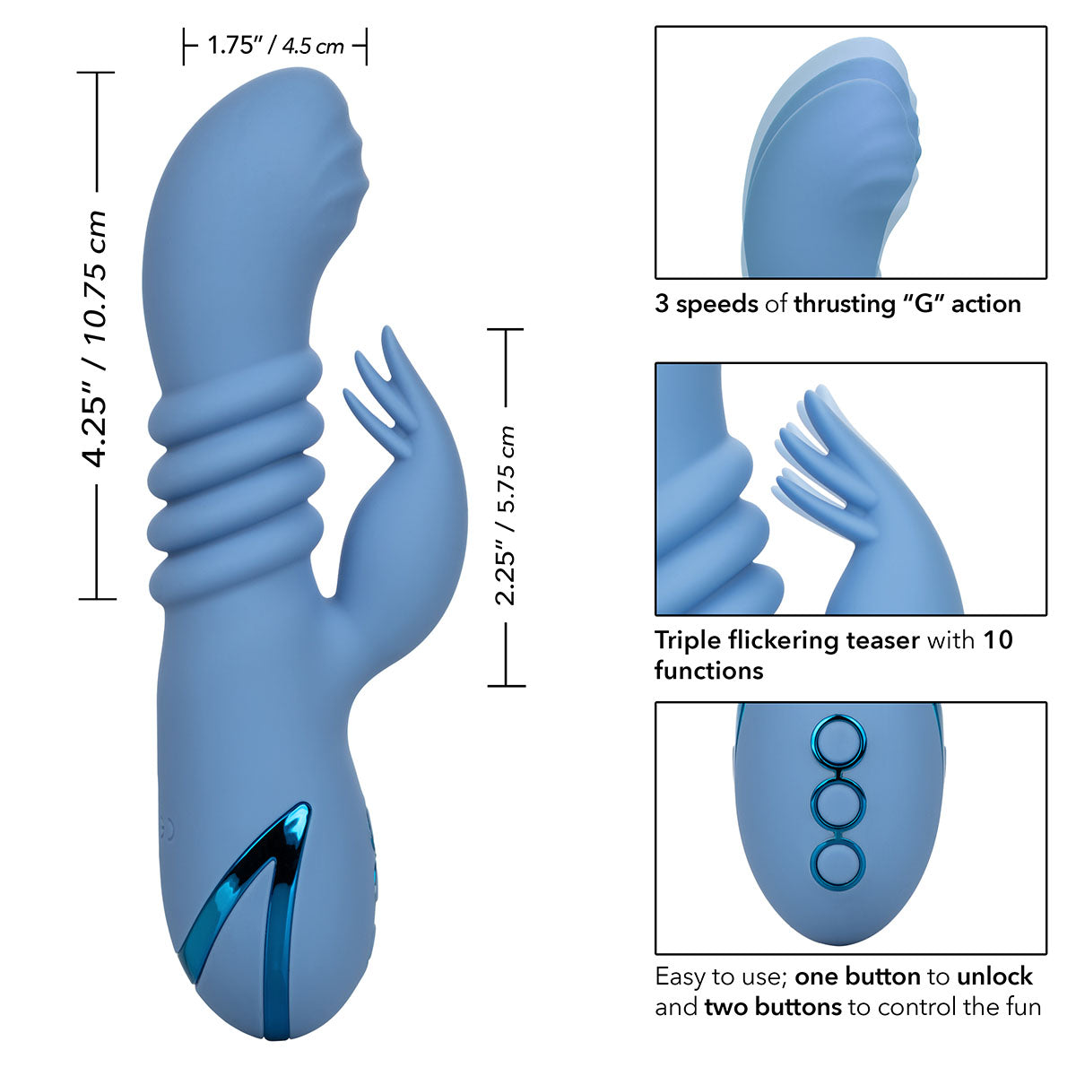 CalExotics® California Dreaming – Santa Cruz Coaster Dual Vibrator – Blue