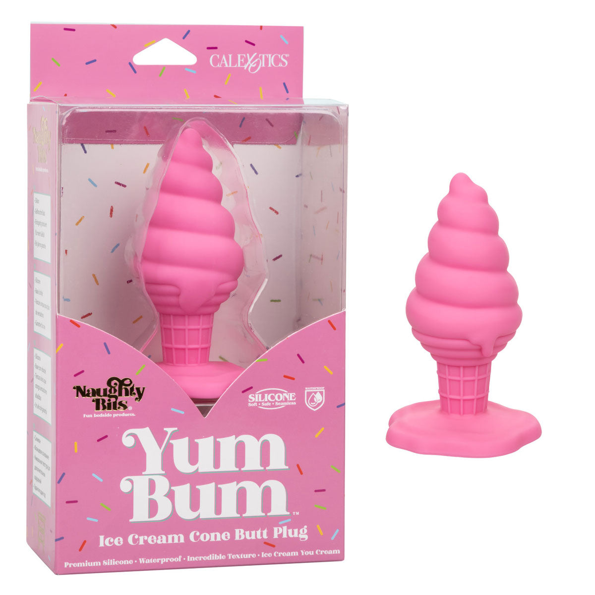 CalExotics® – Naughty Bits – Yum Bum Ice Cream Cone - Silicone Butt Plug - Pink