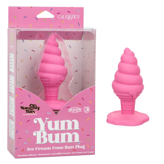 CalExotics® – Naughty Bits – Yum Bum Ice Cream Cone - Silicone Butt Plug - Pink