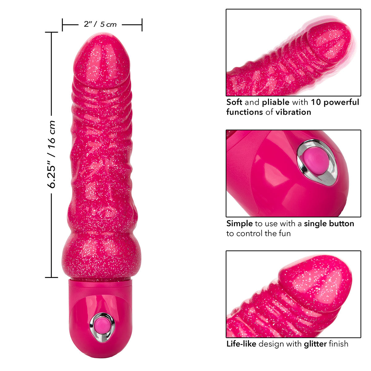 CalExotics® Naughty Bits - Lady Boner - Bendable Vibrating Dildo