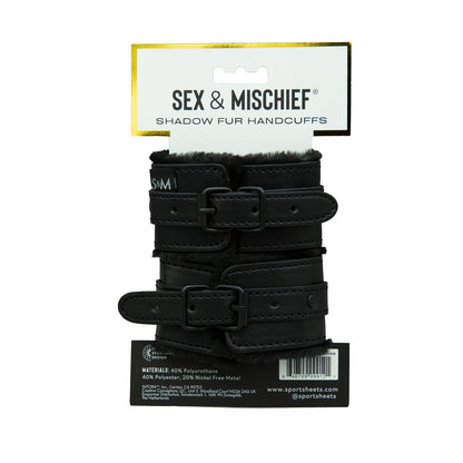 Sportsheets Sex & Mischief - Shadow Fur Handcuffs - Black