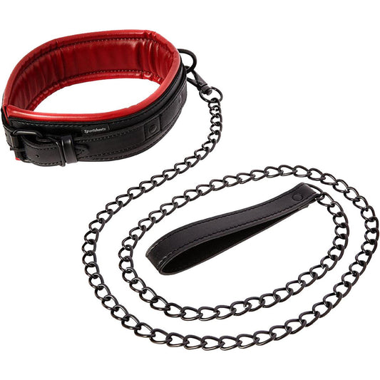 Sportsheets Saffron Collar Leash - Black/Red