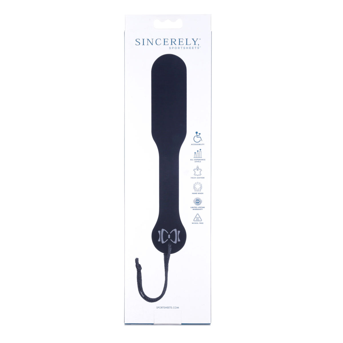 Sportsheets Sincerely Bow Tie Acrylic Paddle - Black
