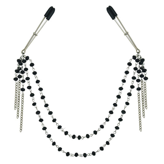 Sportsheets Sincerely Black Jewelled Tweezer Nipple Clips