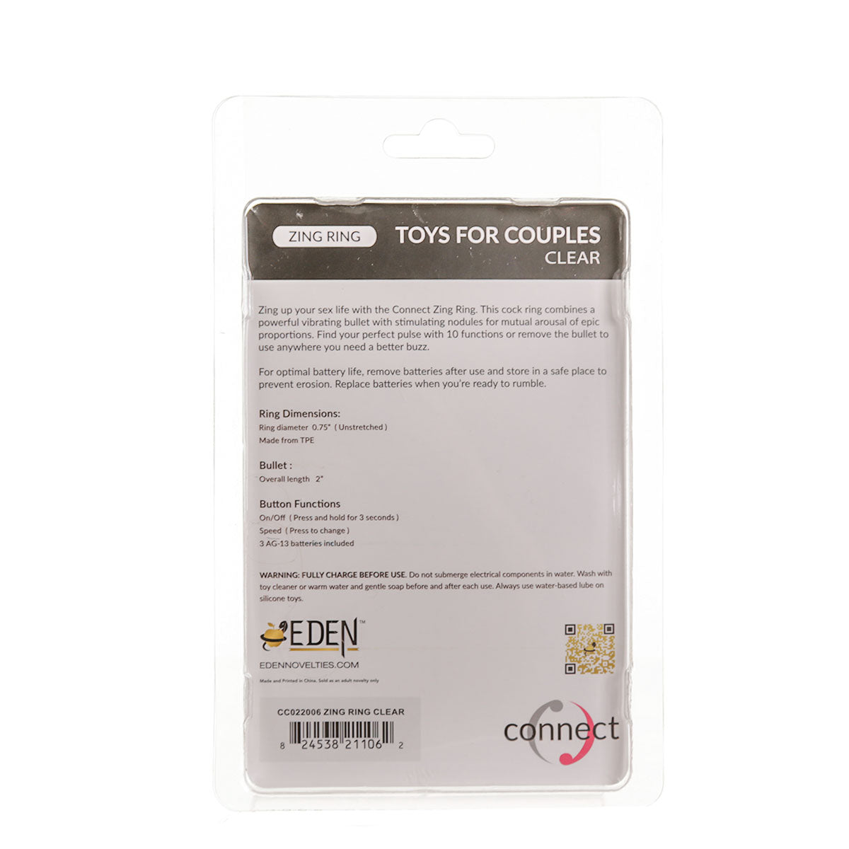 Connect Zing Ring Toys for Couples - Clear