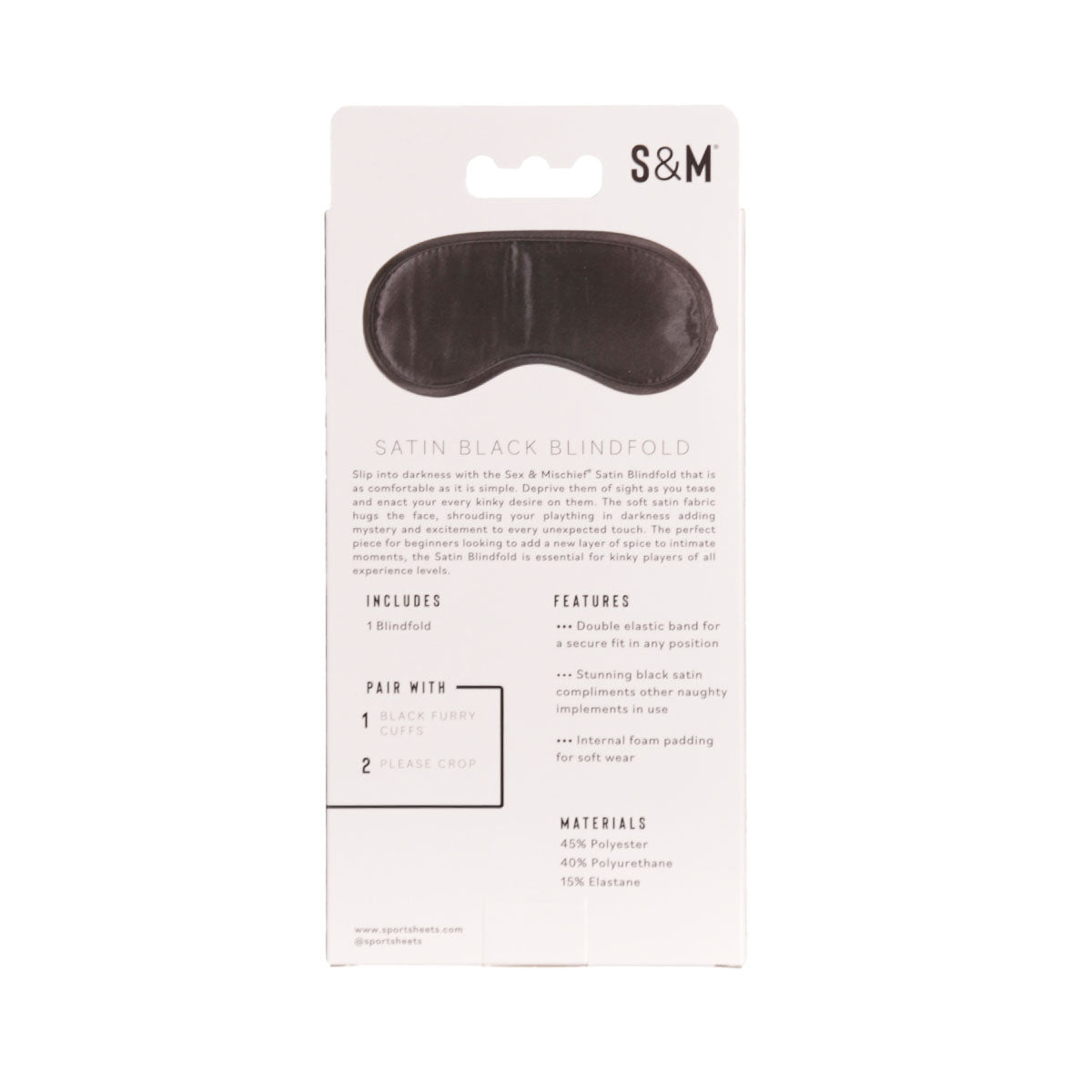 Sportsheets Sex & Mischief - Satin Blindfold - Black