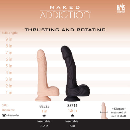 Naked Addiction The Freak - 7.5" Rotating & Thrusting Vibrating Dong - 88525