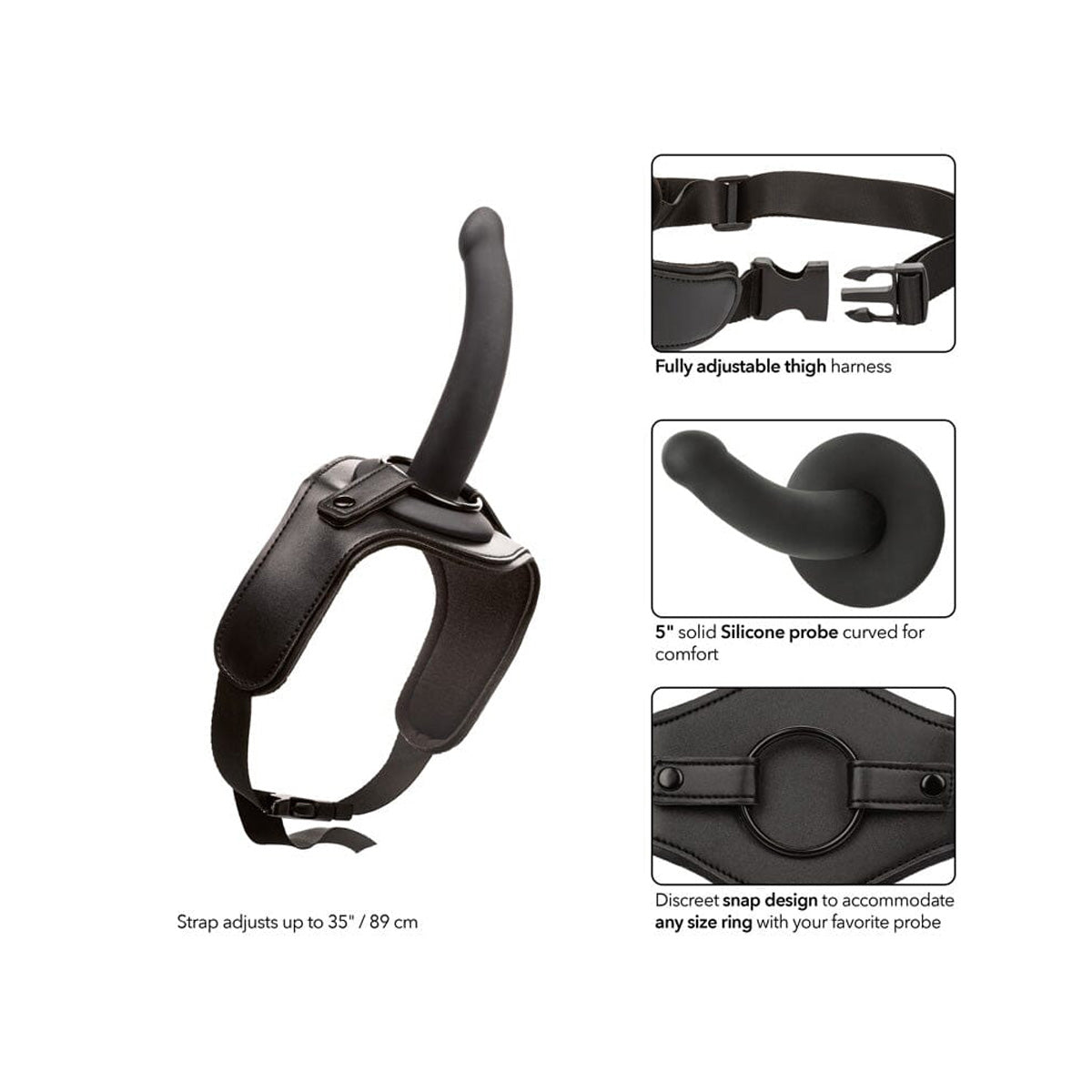 CalExotics® Onyxxx Thigh Strap with Silicone Probe – Black