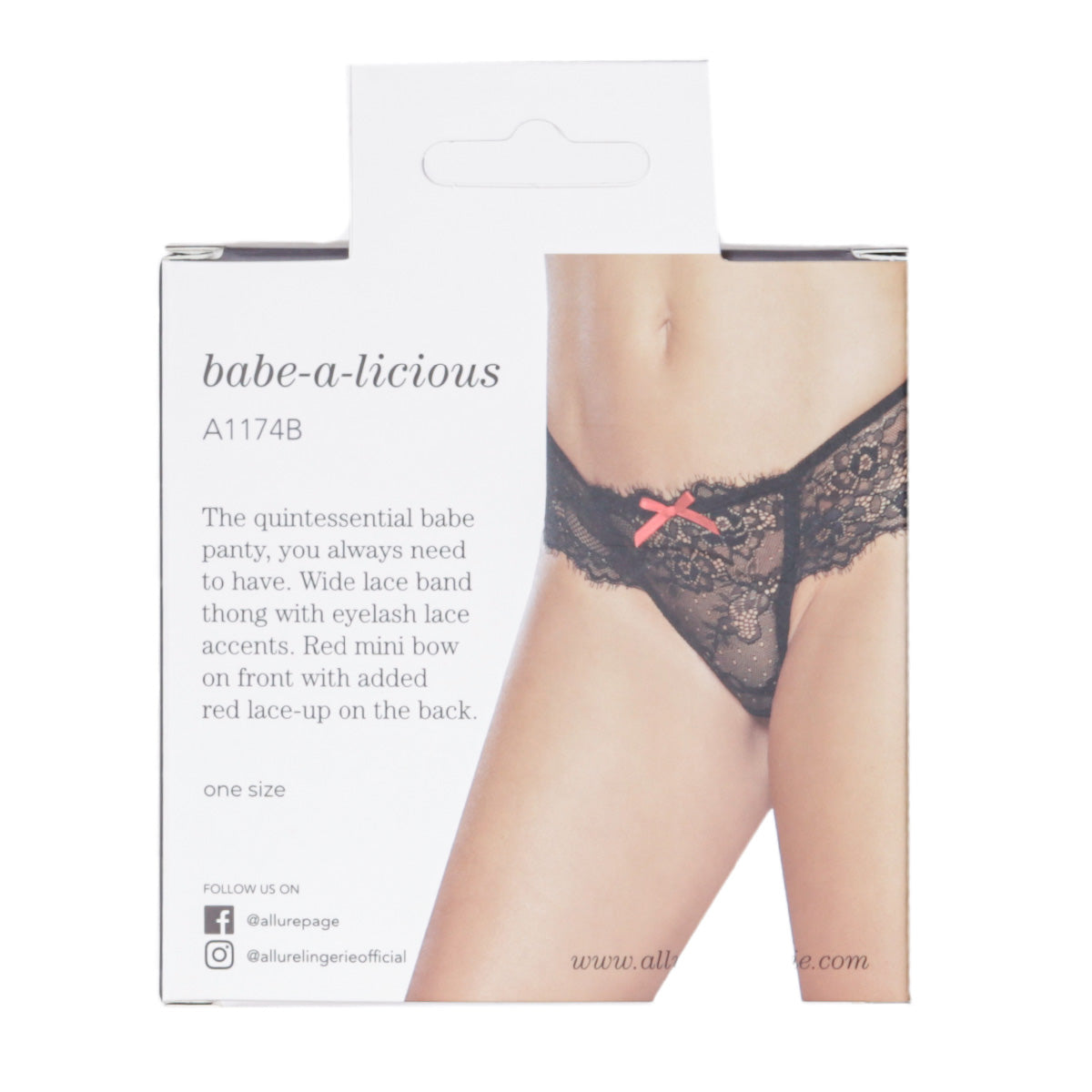 Allure Babe-a-licious Thong – Black – One Size Fits Most