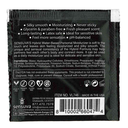 Sensuva – Hybrid Formula Personal Moisturizer - Cotton Candy - Foil 6ml/0.20 fl oz.