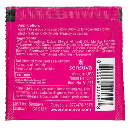 Sensuva – ON - For Her - Arousal Gel – Ice - Foil 4ml/0.13 fl oz.