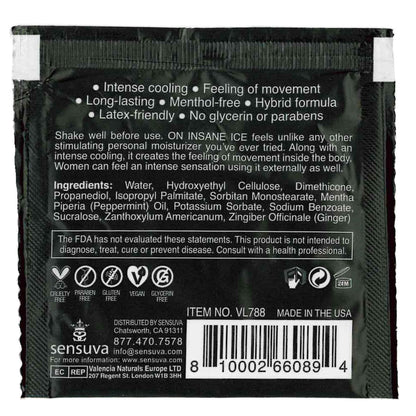 Sensuva – Ultra-Stimulating & Cooling ON INSANE - ICE - Foil 6ml/0.20 fl oz.