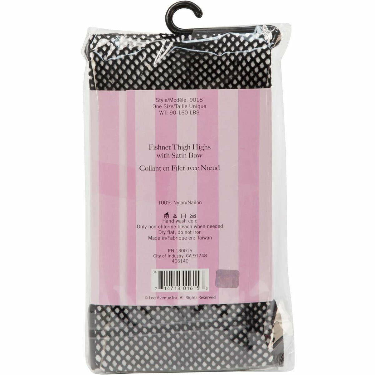 Leg Avenue Fishnet Thigh Highs with Satin Bow - Black - One Size