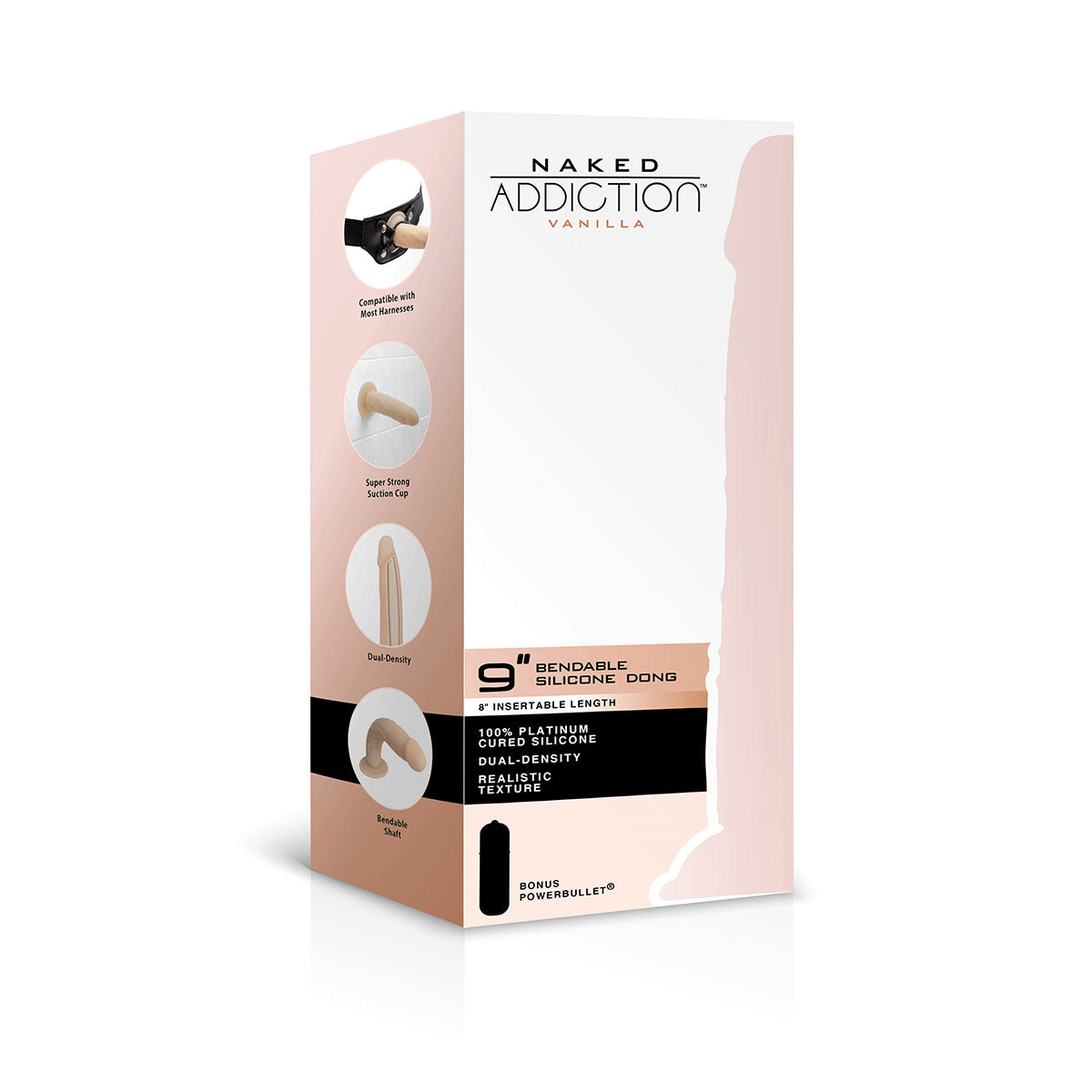 Naked Addiction – 9” Silicone Dual Density Bendable Dildo - Vanilla - 89025