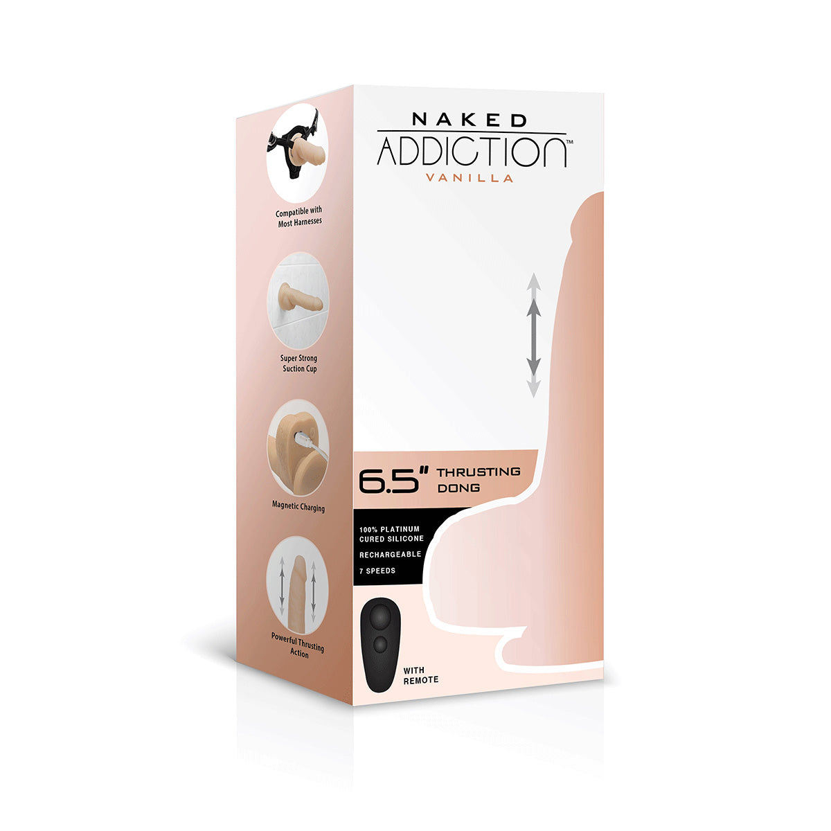 Naked Addiction 6.5" Thrusting Dong With Remote - Vanilla - 88625