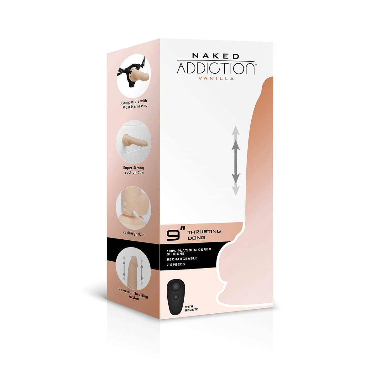 Naked Addiction 9” Thrusting Dildo with Remote - Vanilla - 88225