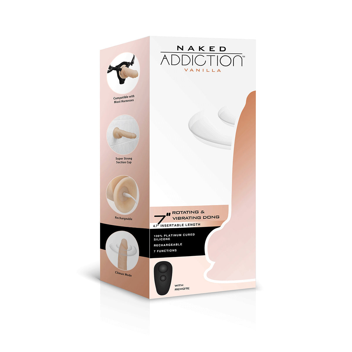 Naked Addiction 7" Rotating & Vibrating Dildo with Remote Control - 88325
